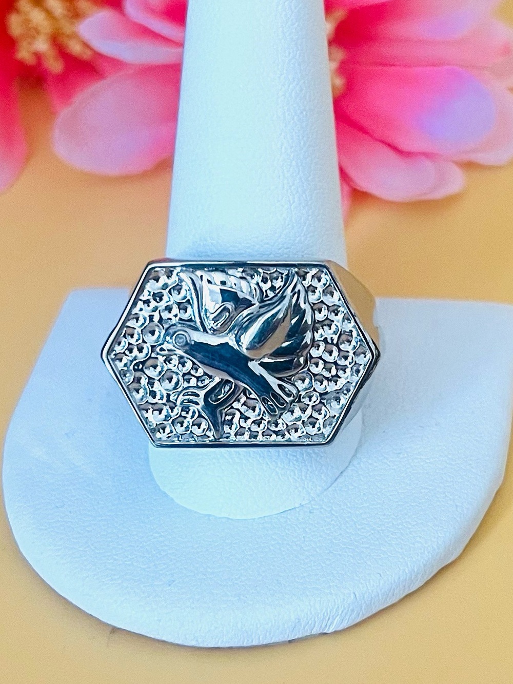 STS Karis White Diamond Men’s Ring Size 12 Platinum Bond with pebble texture